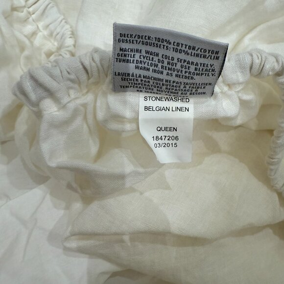 Restoration Hardware Stonewashed Belgian Linen Box Spring Cover - Queen - White - Picture 3 of 4